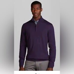 Jos. A. Bank Traveler Collection Teal 1/4 Zip Merino Wool Sweater Size M NWT s3